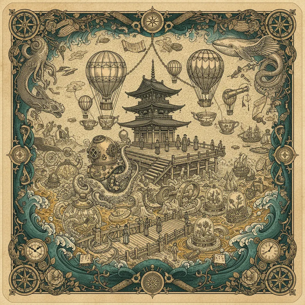 Detailed engraving of Downtown (Kawaramachi)