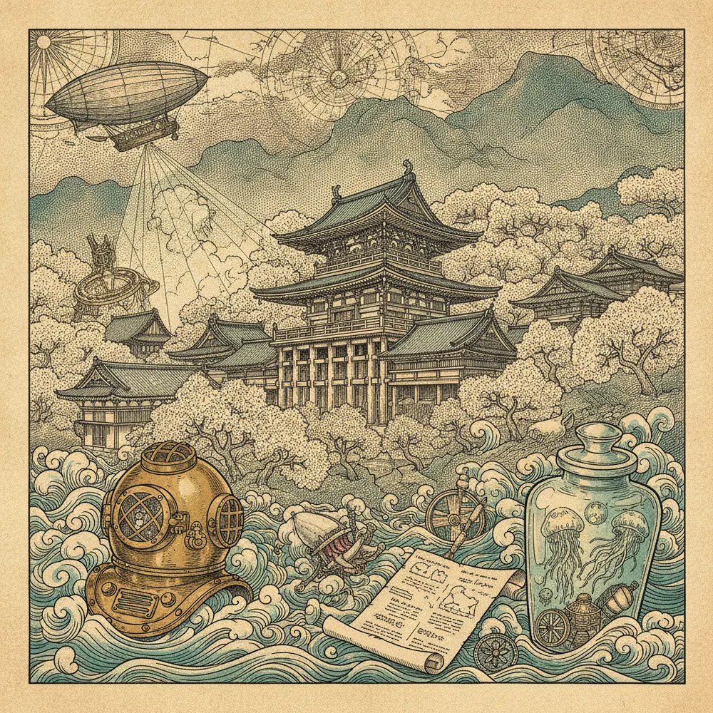 Detailed engraving of Higashiyama