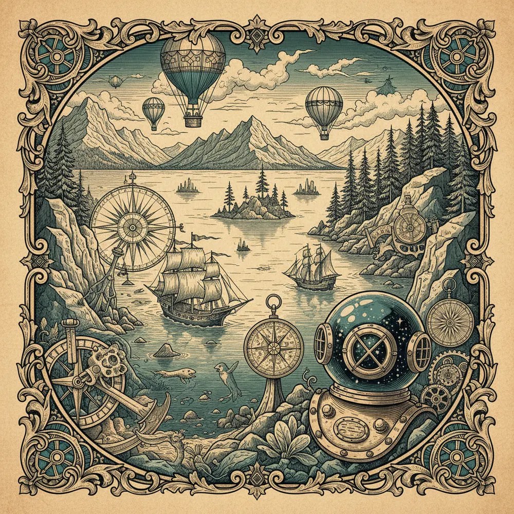 Detailed engraving of North Shore & Tahoe City