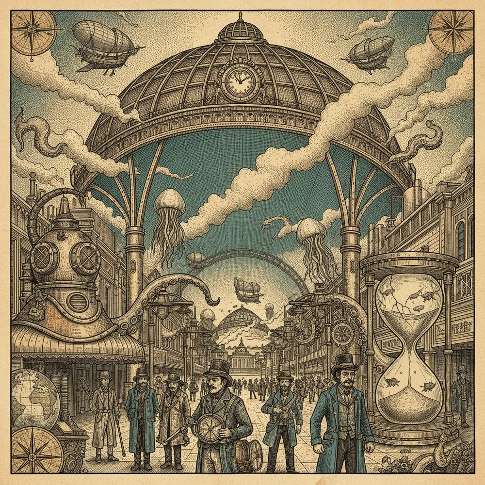 Detailed engraving of Fremont Street