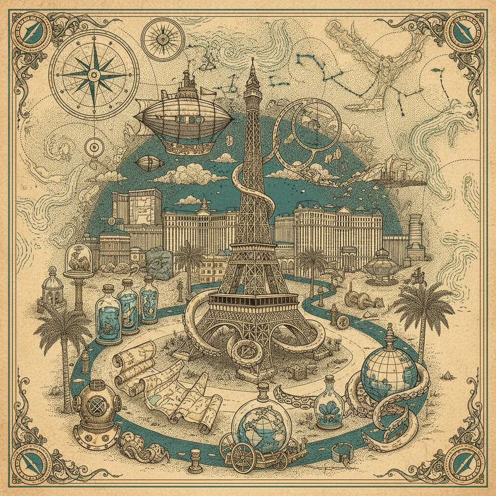 Detailed engraving of The Strip