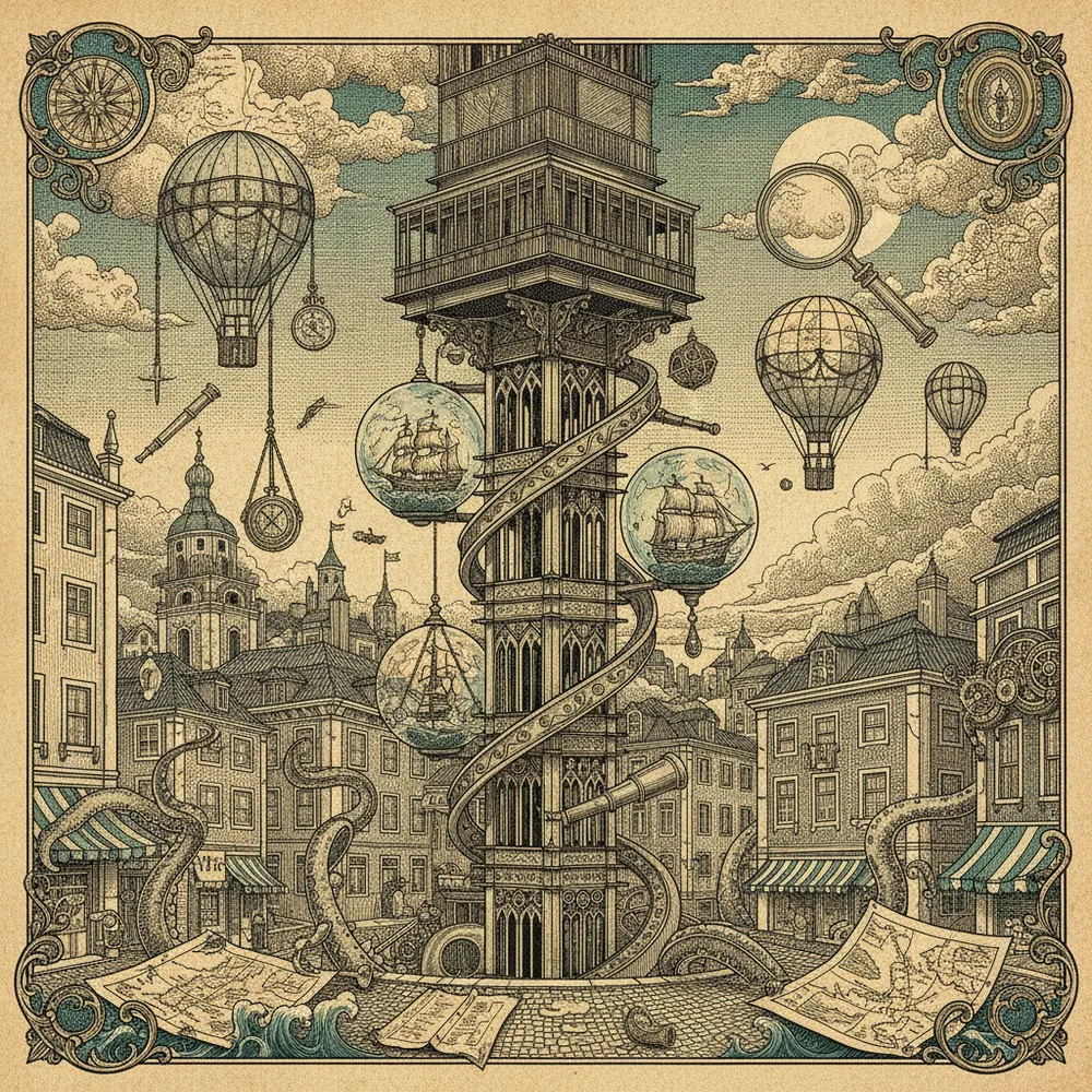 Detailed engraving of Bairro Alto