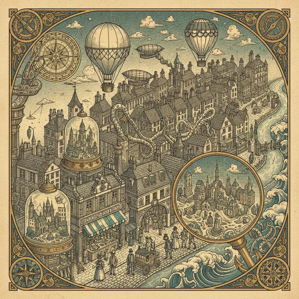 Detailed engraving of Notting Hill & Portobello