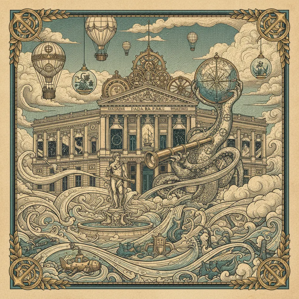 Detailed engraving of Paseo del Prado