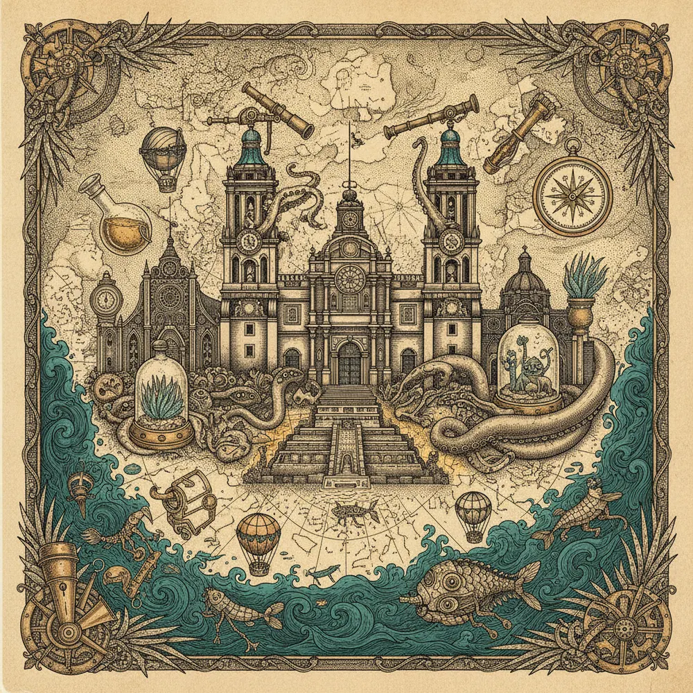 Detailed engraving of Centro Histórico