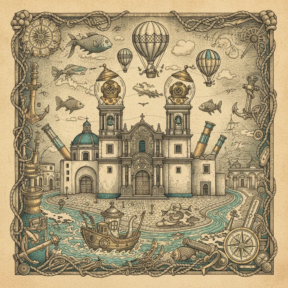 Detailed engraving of San Ángel