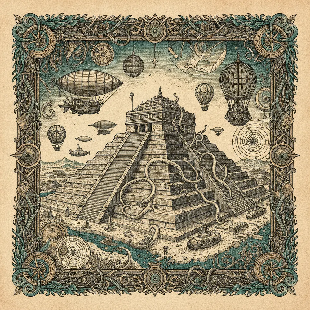 Detailed engraving of Teotihuacán