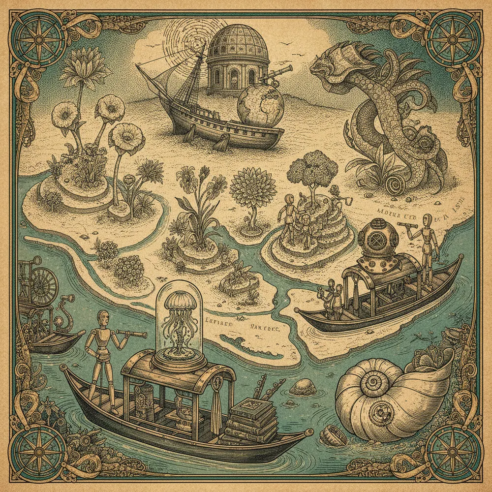 Detailed engraving of Xochimilco