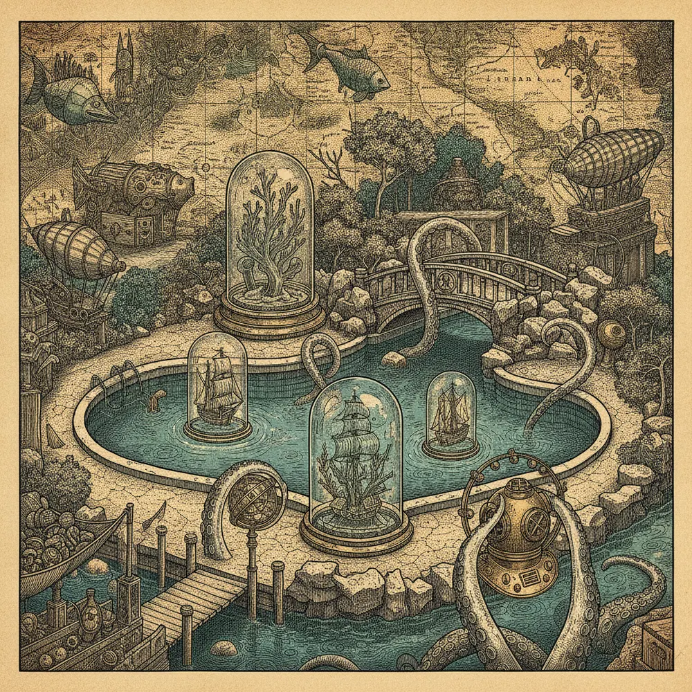 Detailed engraving of Coral Gables
