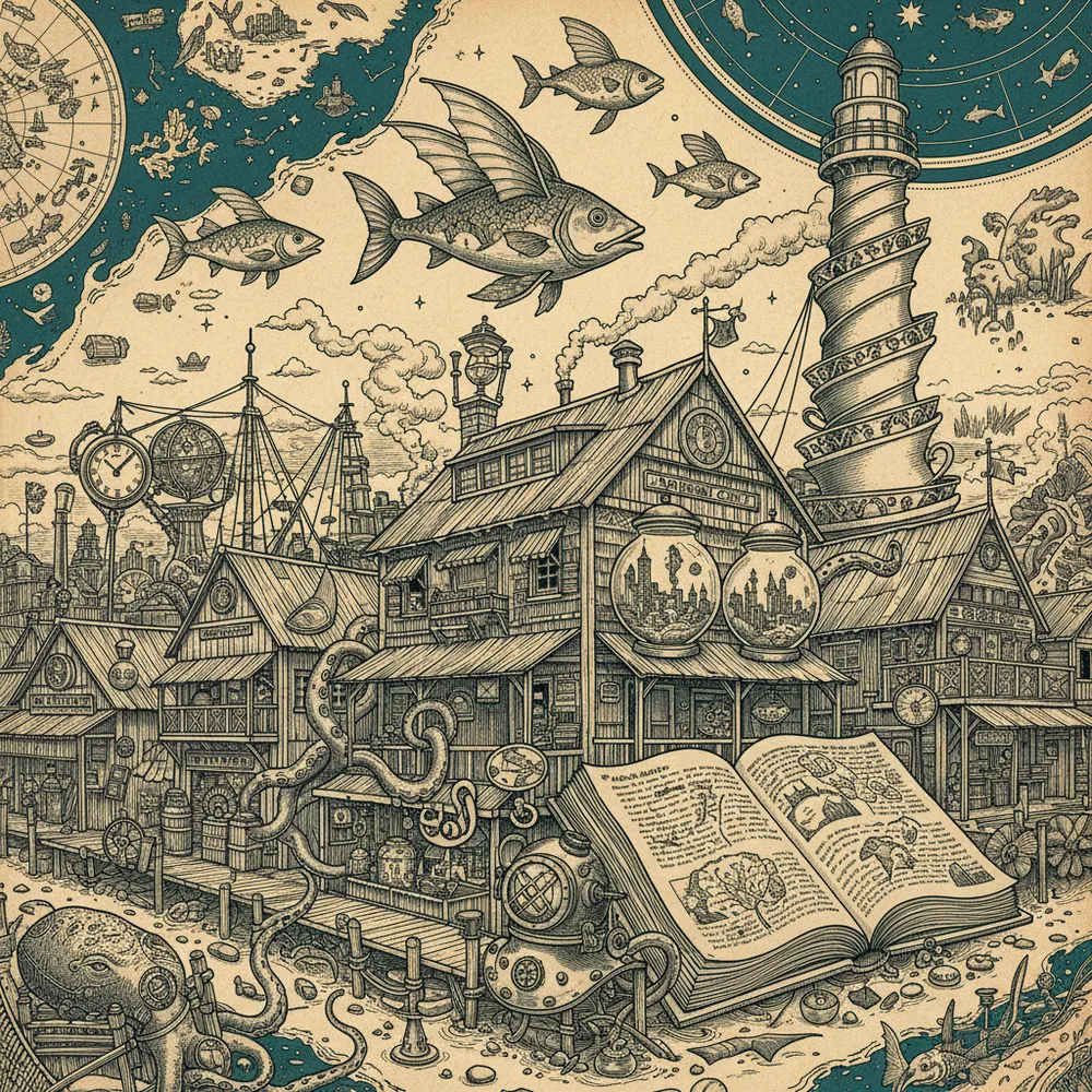Detailed engraving of Arawak Cay (Fish Fry)
