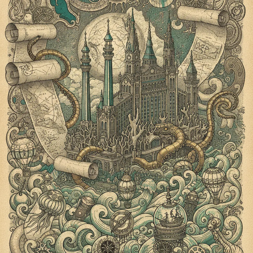 Detailed engraving of Cable Beach