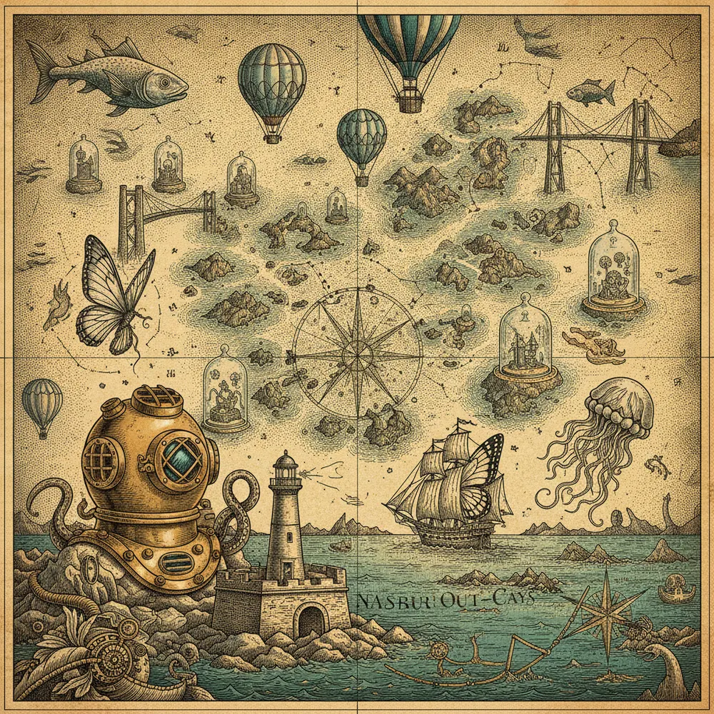 Detailed engraving of Harbour & Out-Cays