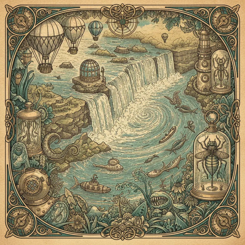 Detailed engraving of Niagara Parkway & Gardens