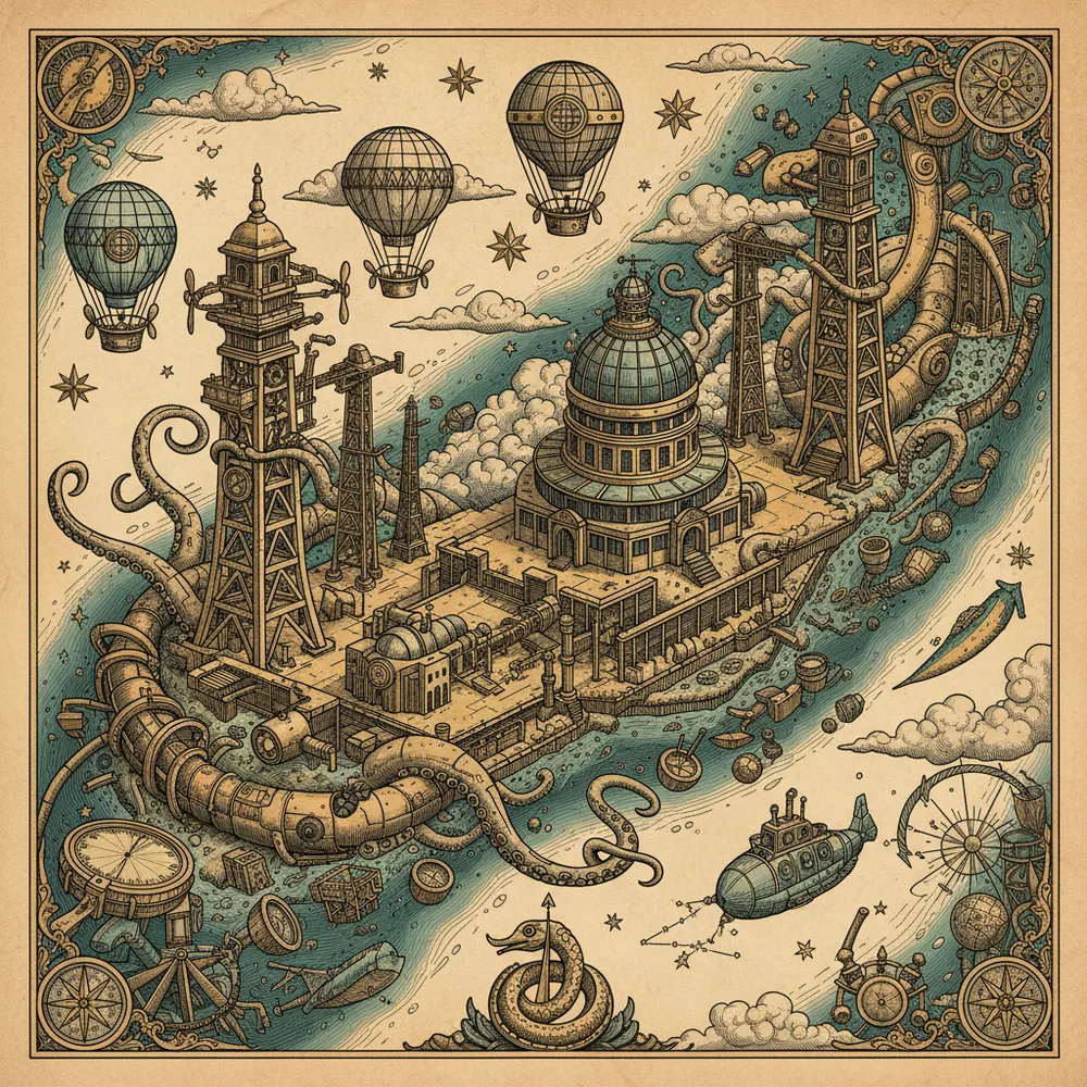 Detailed engraving of Kennedy Space Center