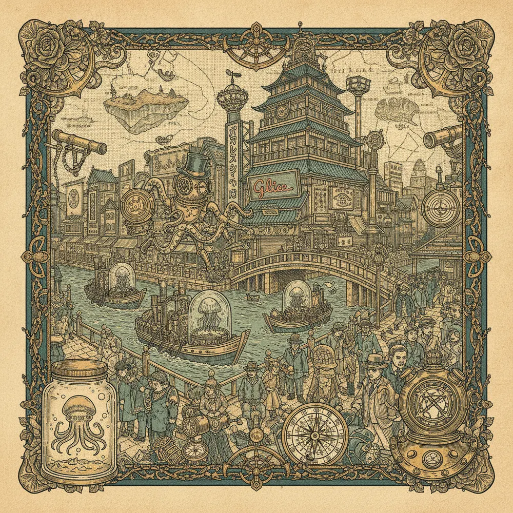 Detailed engraving of Namba