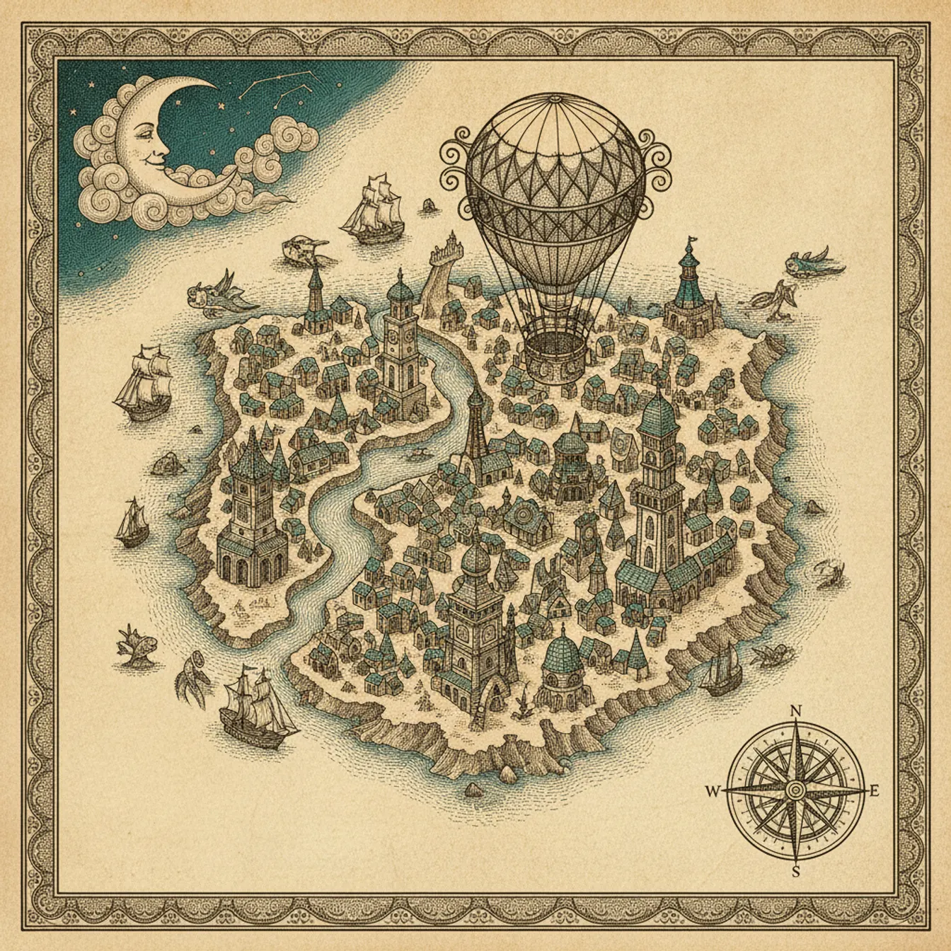 Hand-drawn tilted map of palawan