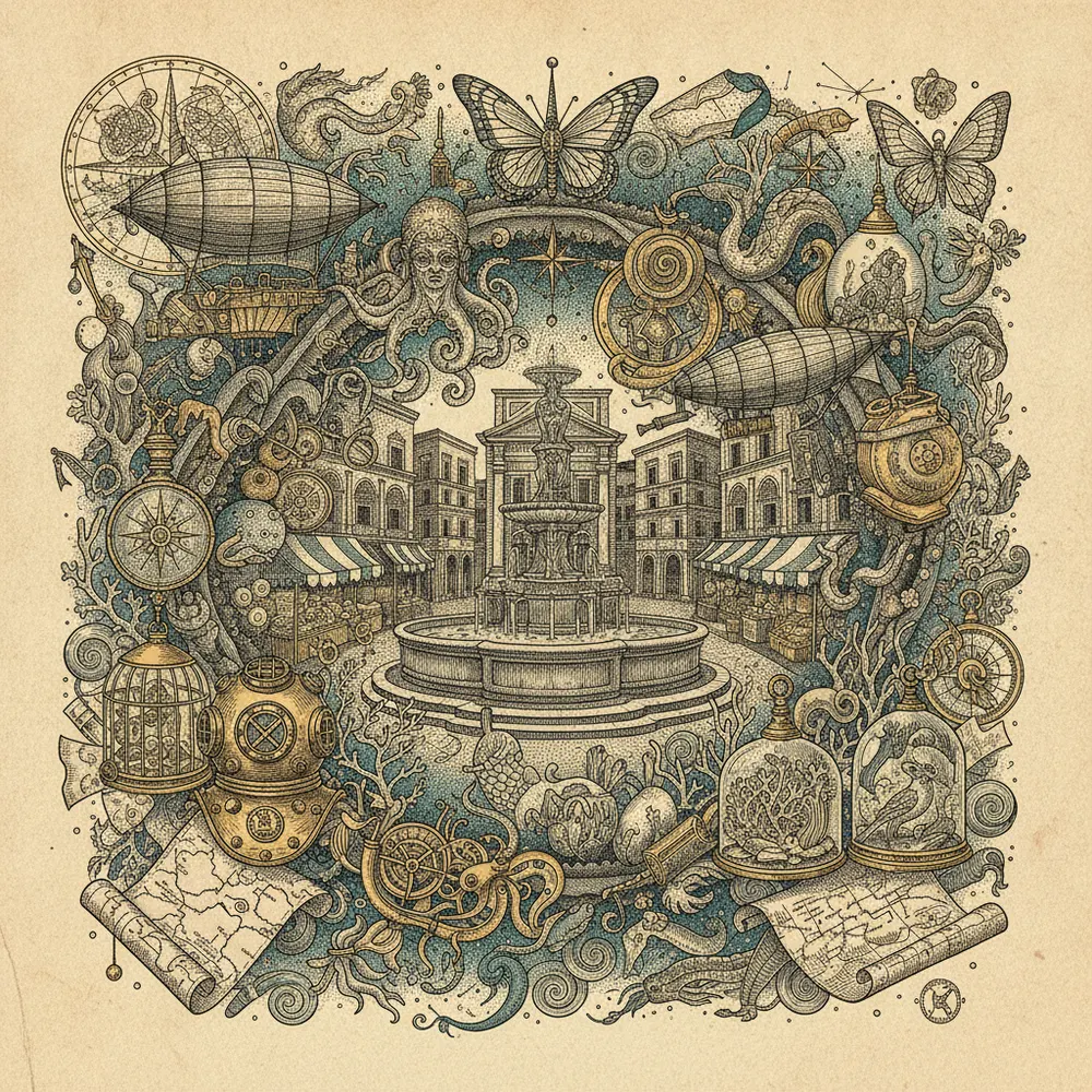 Detailed engraving of Vucciria