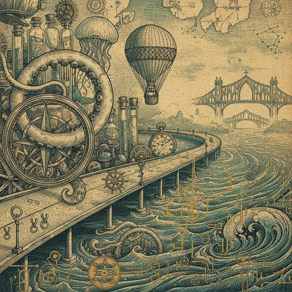 Detailed engraving of Amador Causeway