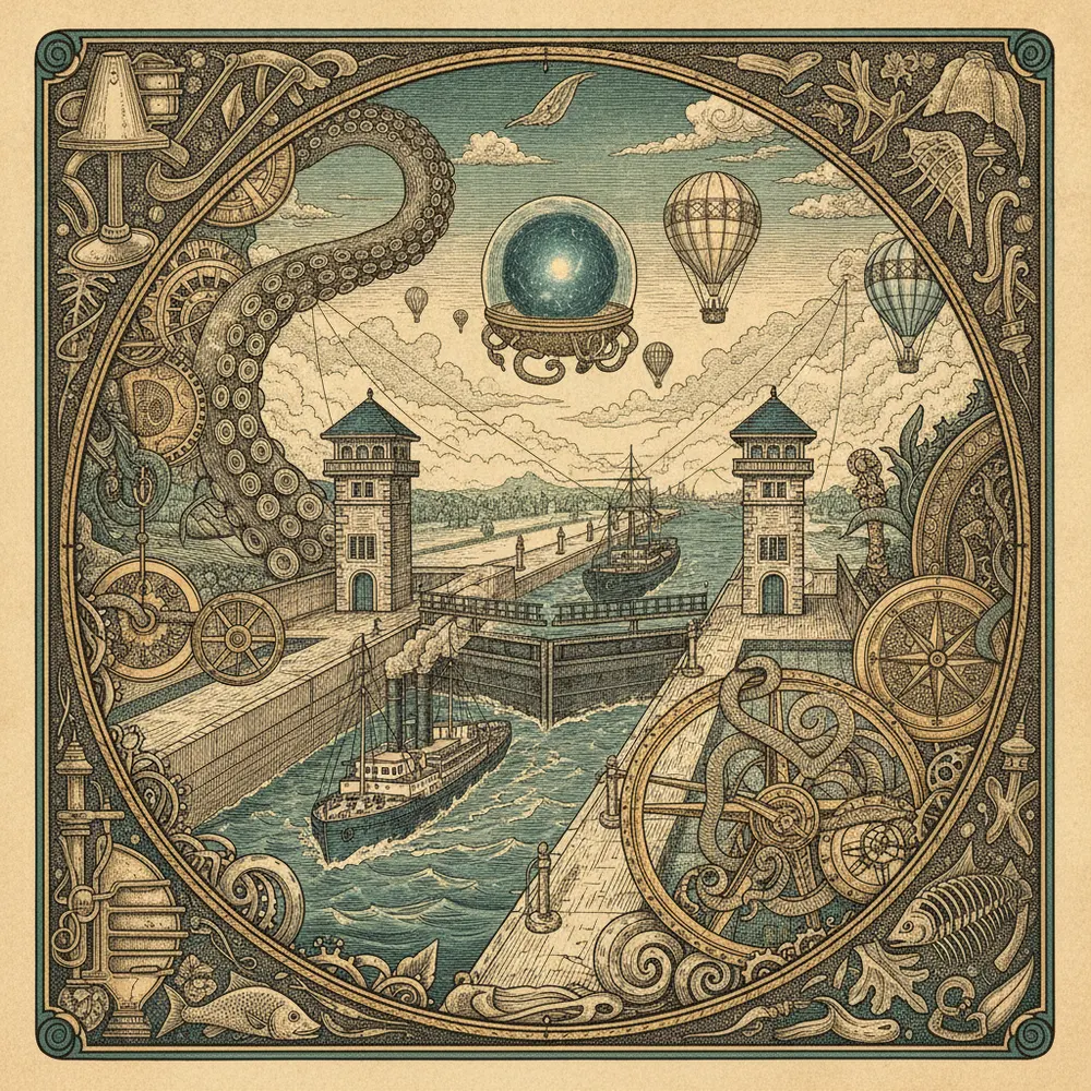 Detailed engraving of Canal Zone (Miraflores)