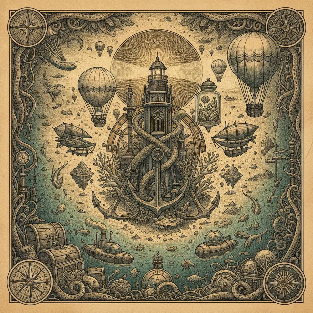 Detailed engraving of Pacific Islands & Coast