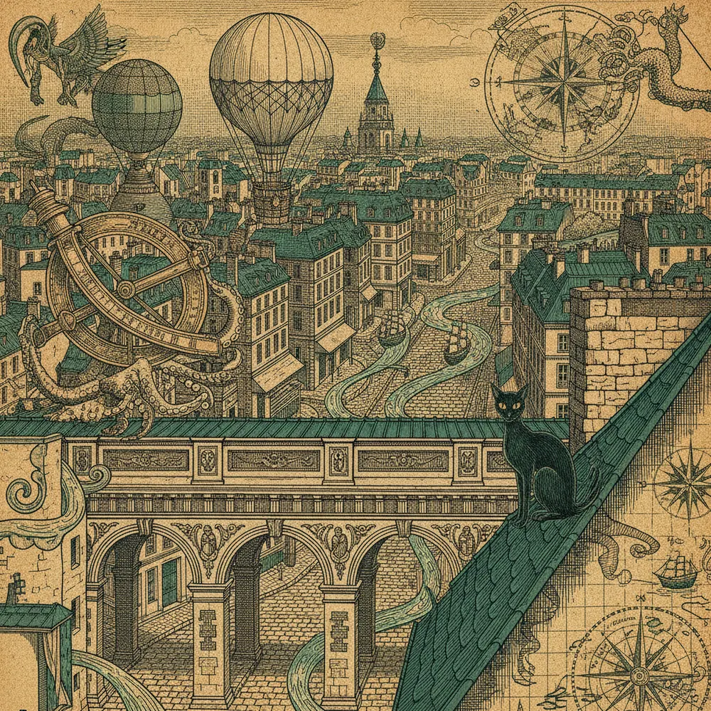 Detailed engraving of Le Marais