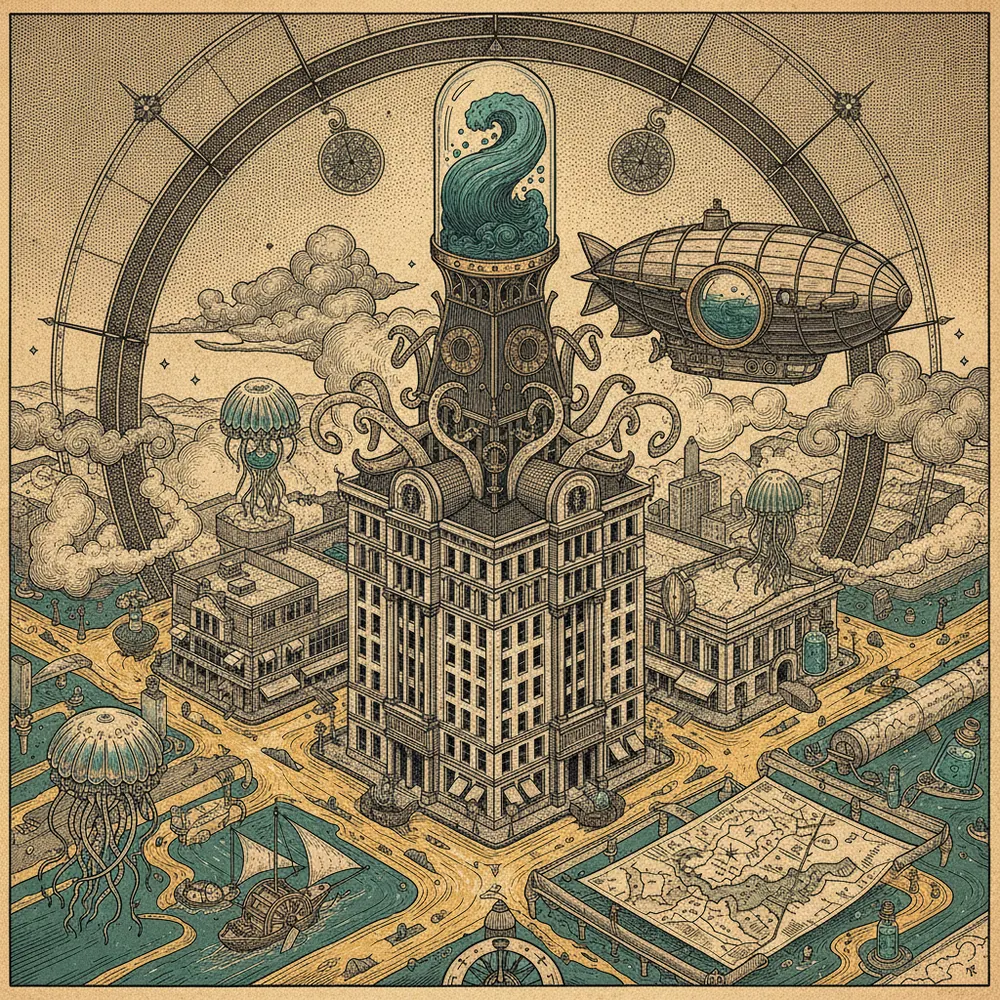Detailed engraving of Downtown Phoenix