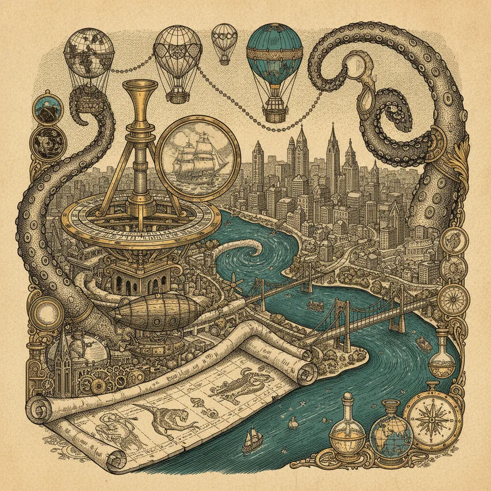 Detailed engraving of Downtown & the Point