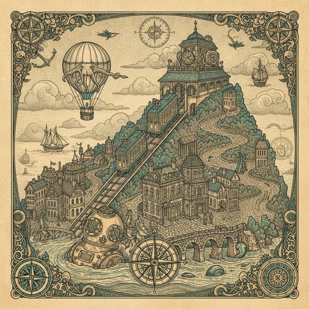 Detailed engraving of Mount Washington