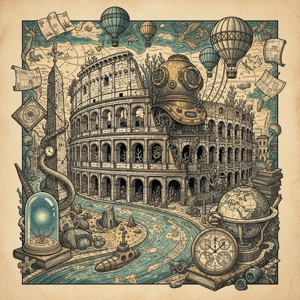 Detailed engraving of Centro Storico