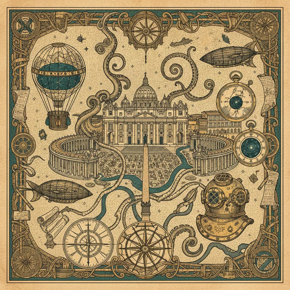 Detailed engraving of Vatican & Prati