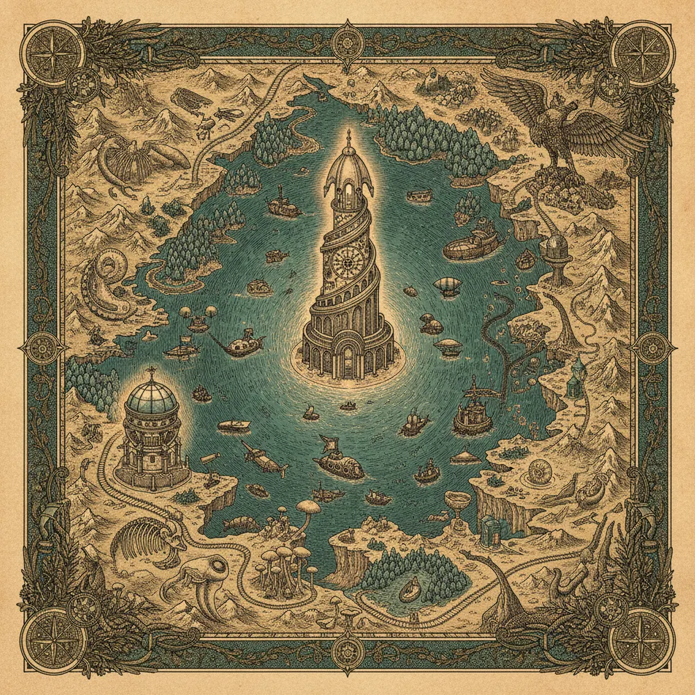 Detailed engraving of The Great Salt Lake