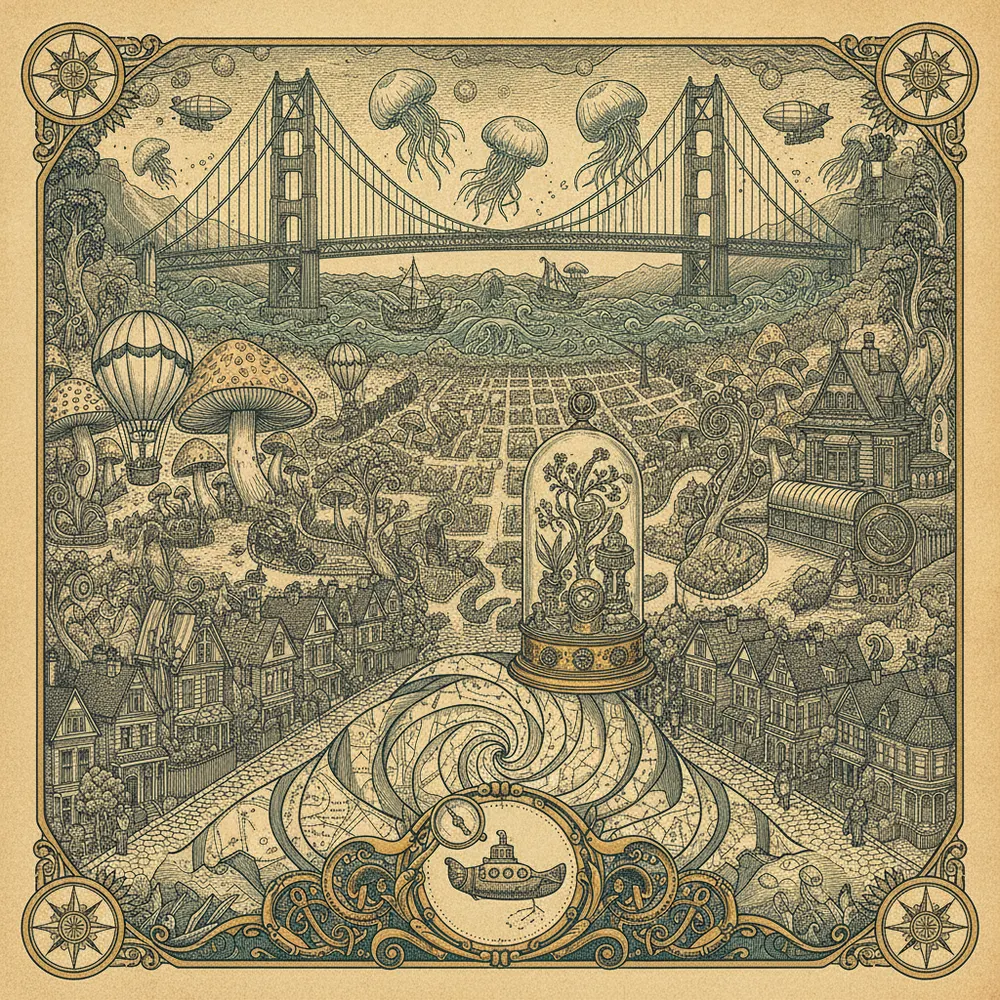 Detailed engraving of Haight-Ashbury & Golden Gate Park