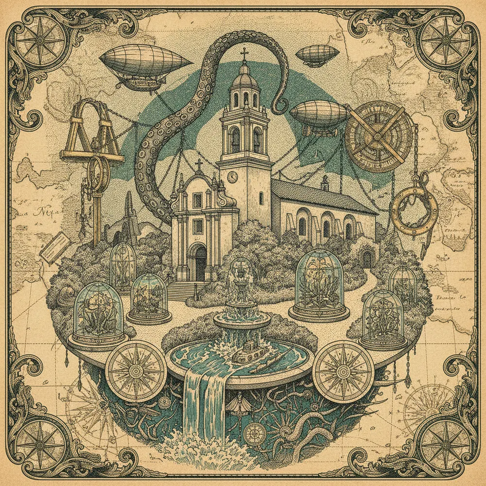 Detailed engraving of Mission District & Dolores Park