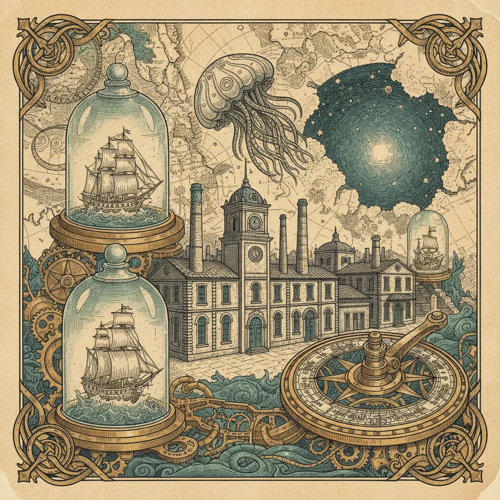 Detailed engraving of Fabrica La Aurora