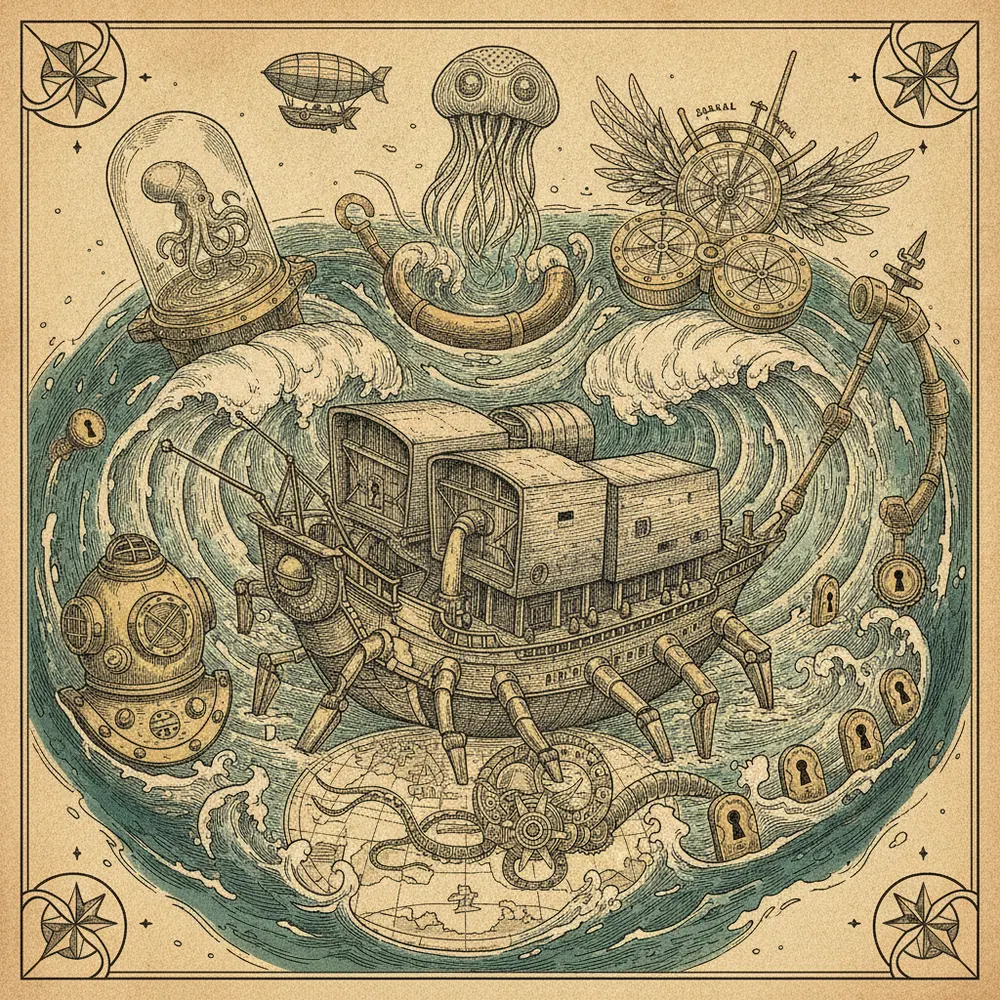 Detailed engraving of Gros & Zurriola Beach