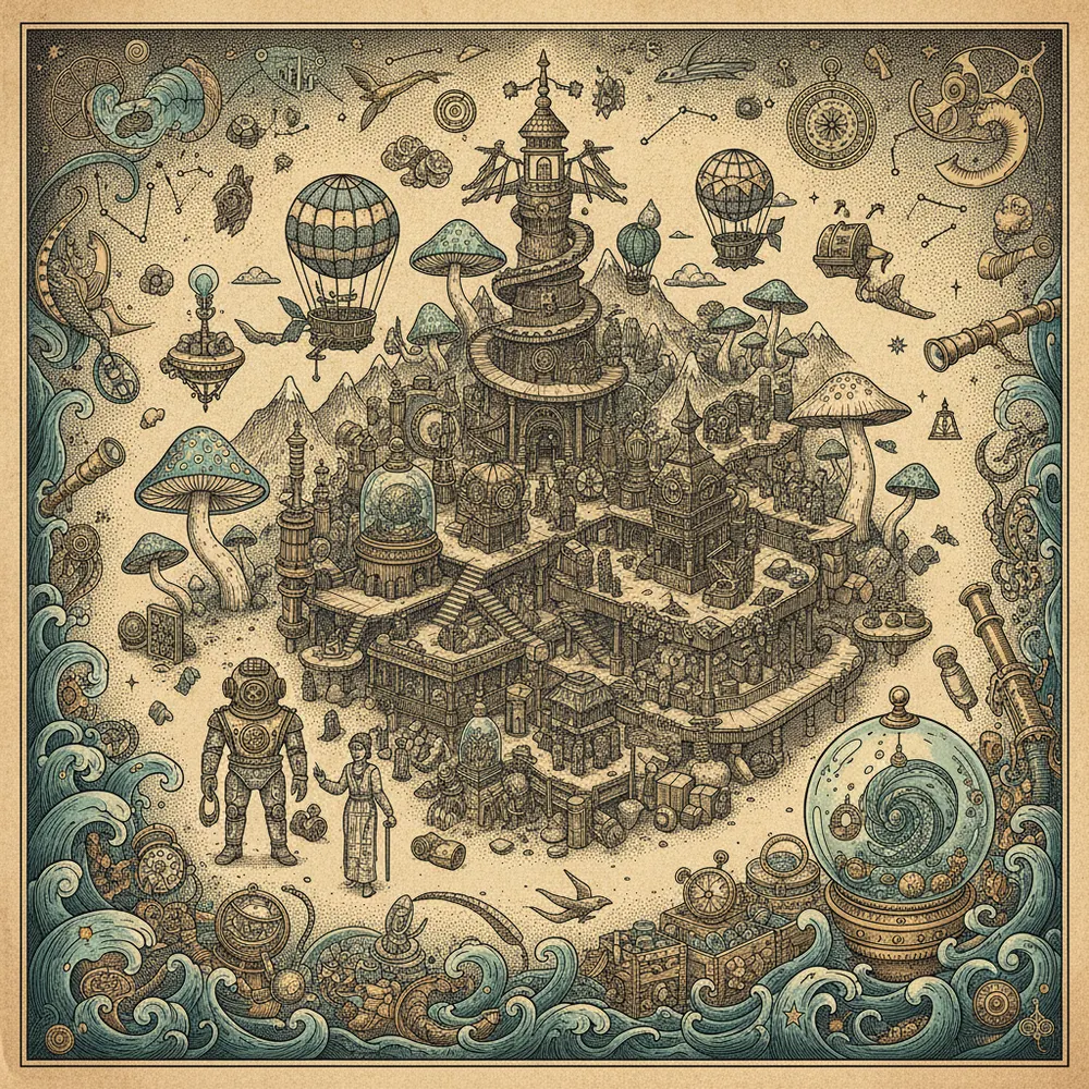 Detailed engraving of Bac Ha & Can Cau Markets