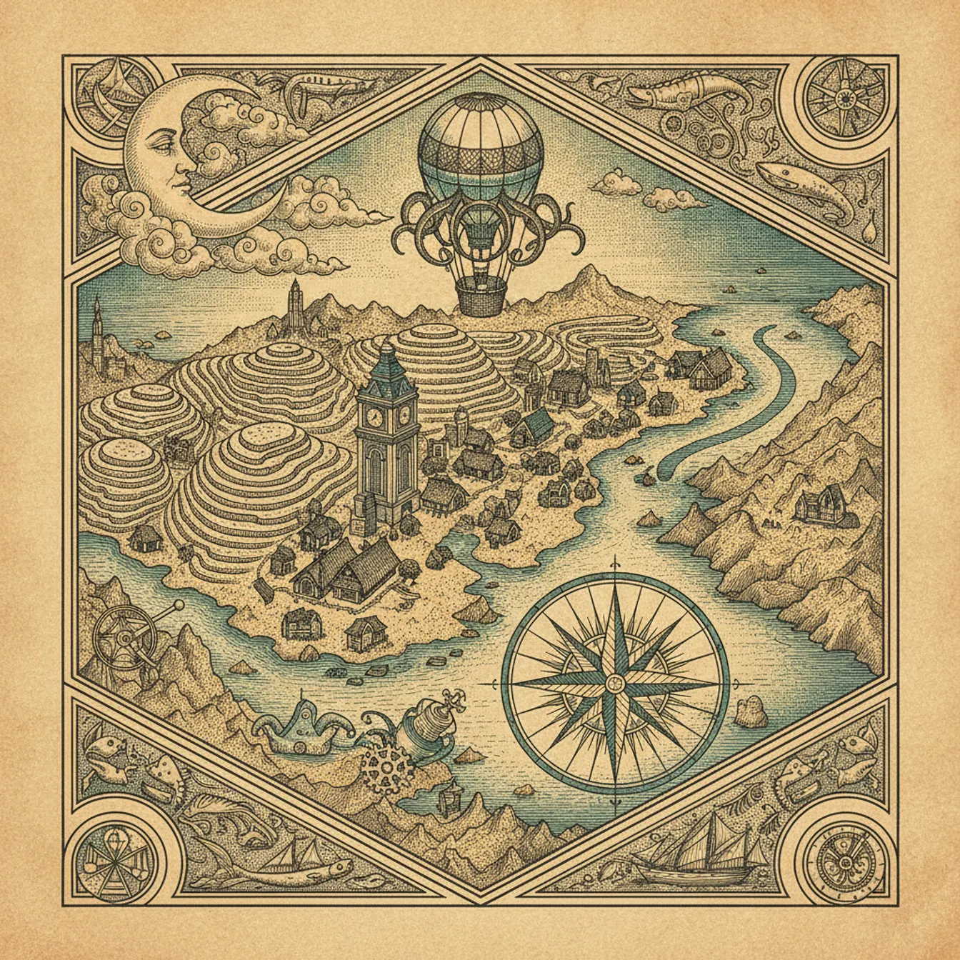 Hand-drawn tilted map of sapa