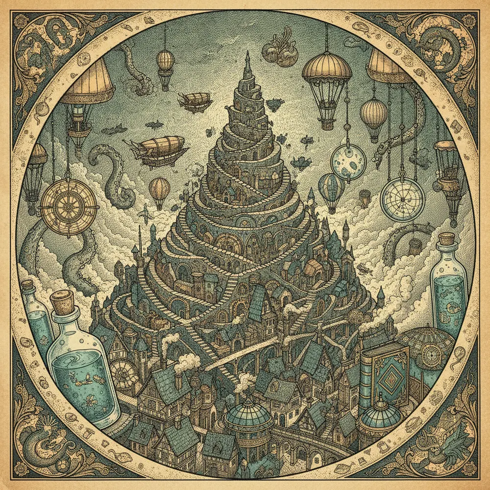 Detailed engraving of Sapa Town