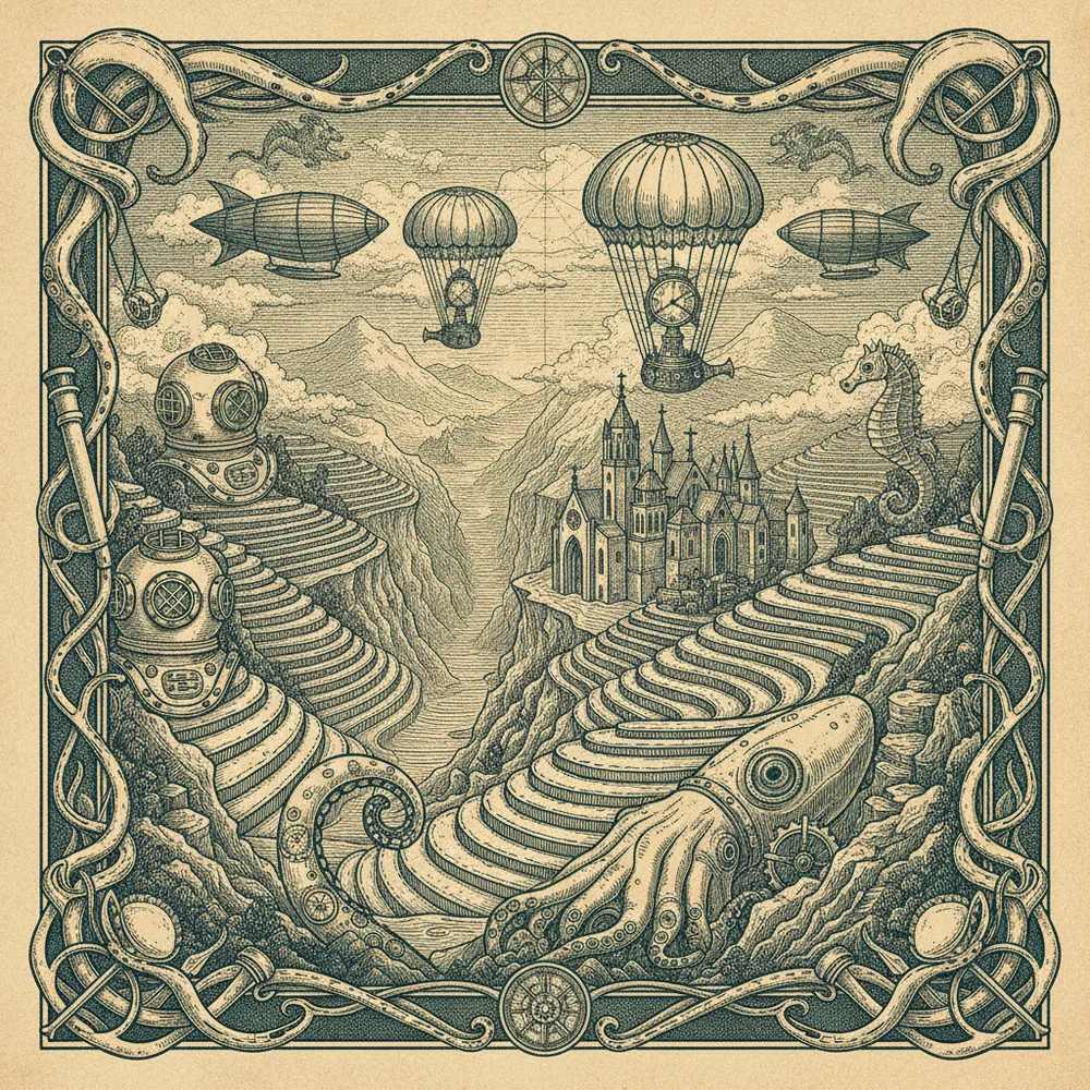 Detailed engraving of Ta Phin Valley