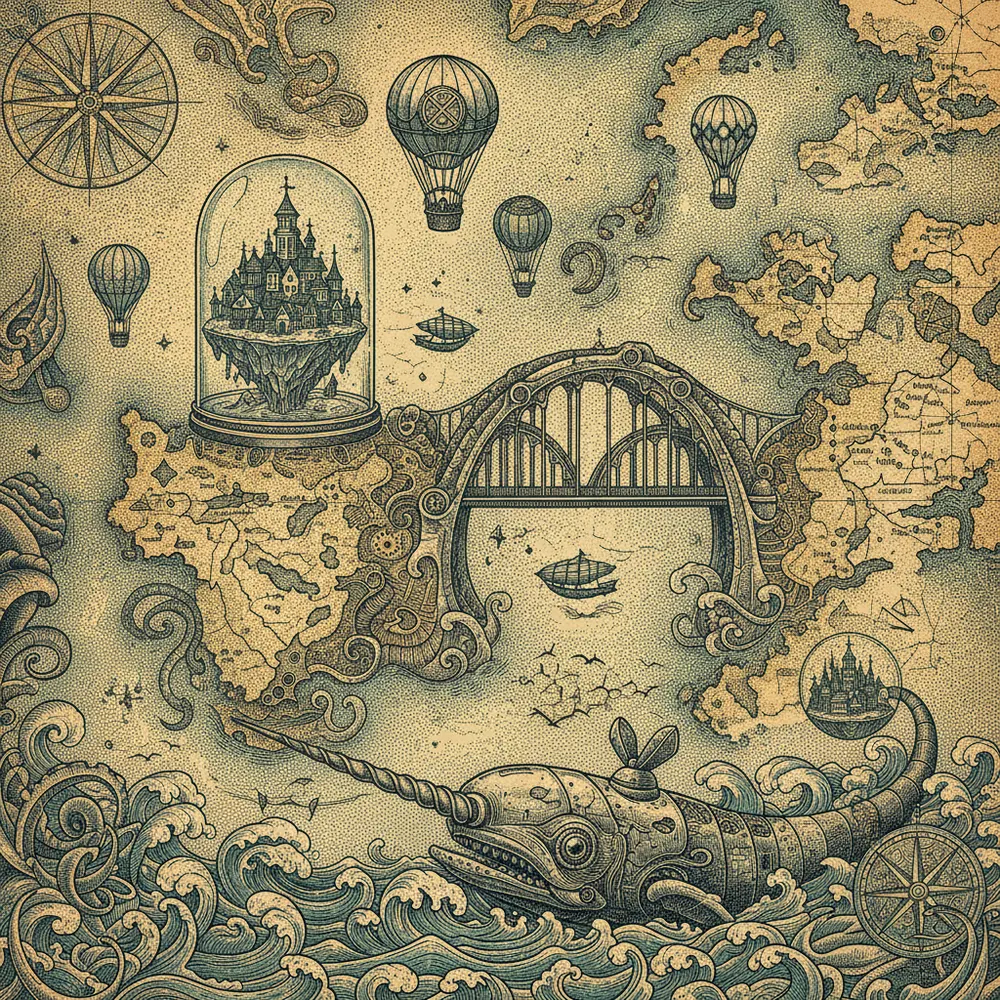 Detailed engraving of Bainbridge Island