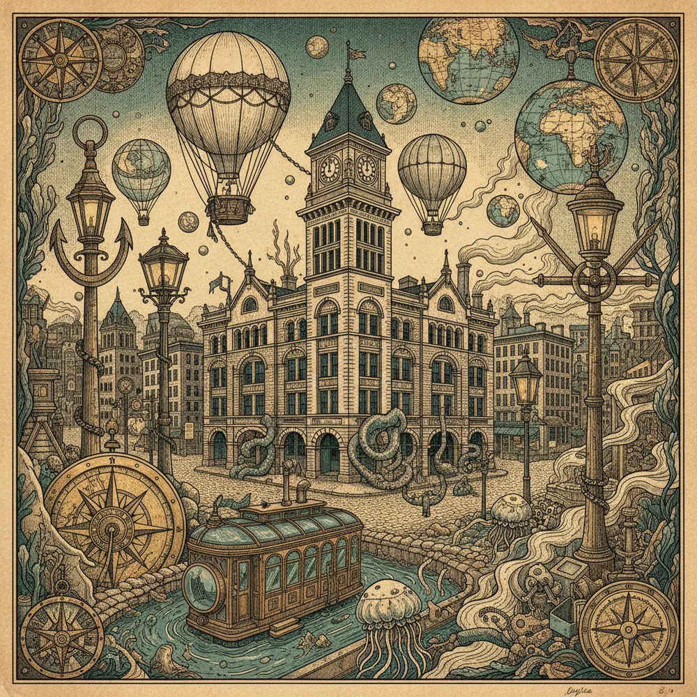Detailed engraving of Pioneer Square