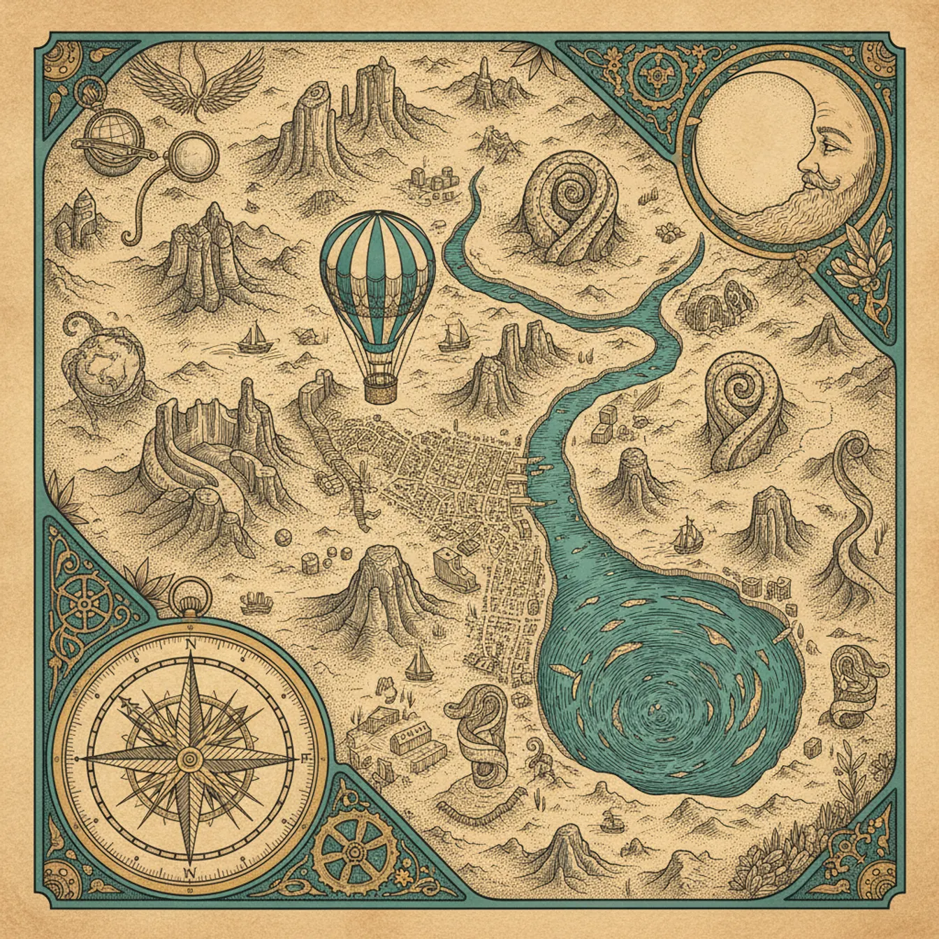 Hand-drawn tilted map of sedona