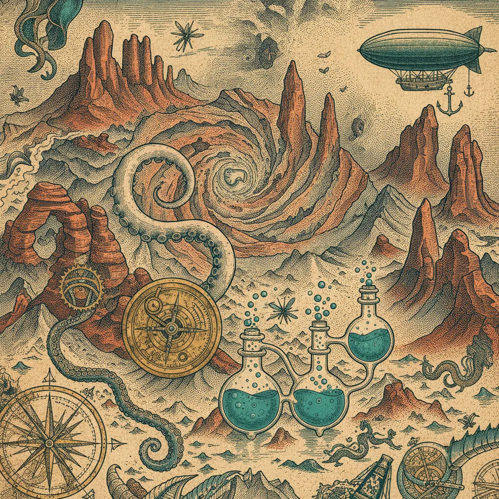 Detailed engraving of Soldier Pass & West Sedona
