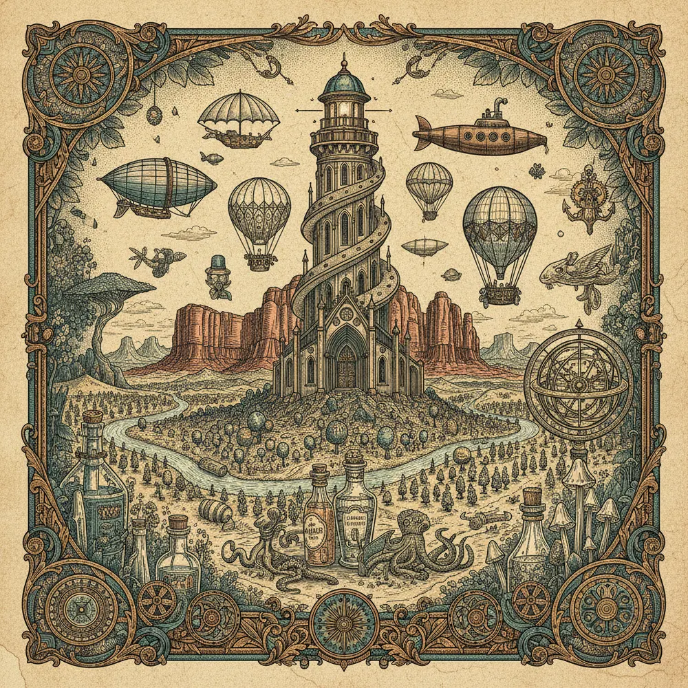 Detailed engraving of Verde Valley & Wine Country