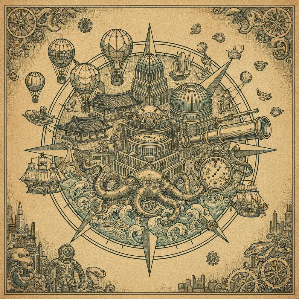 Detailed engraving of Gangnam