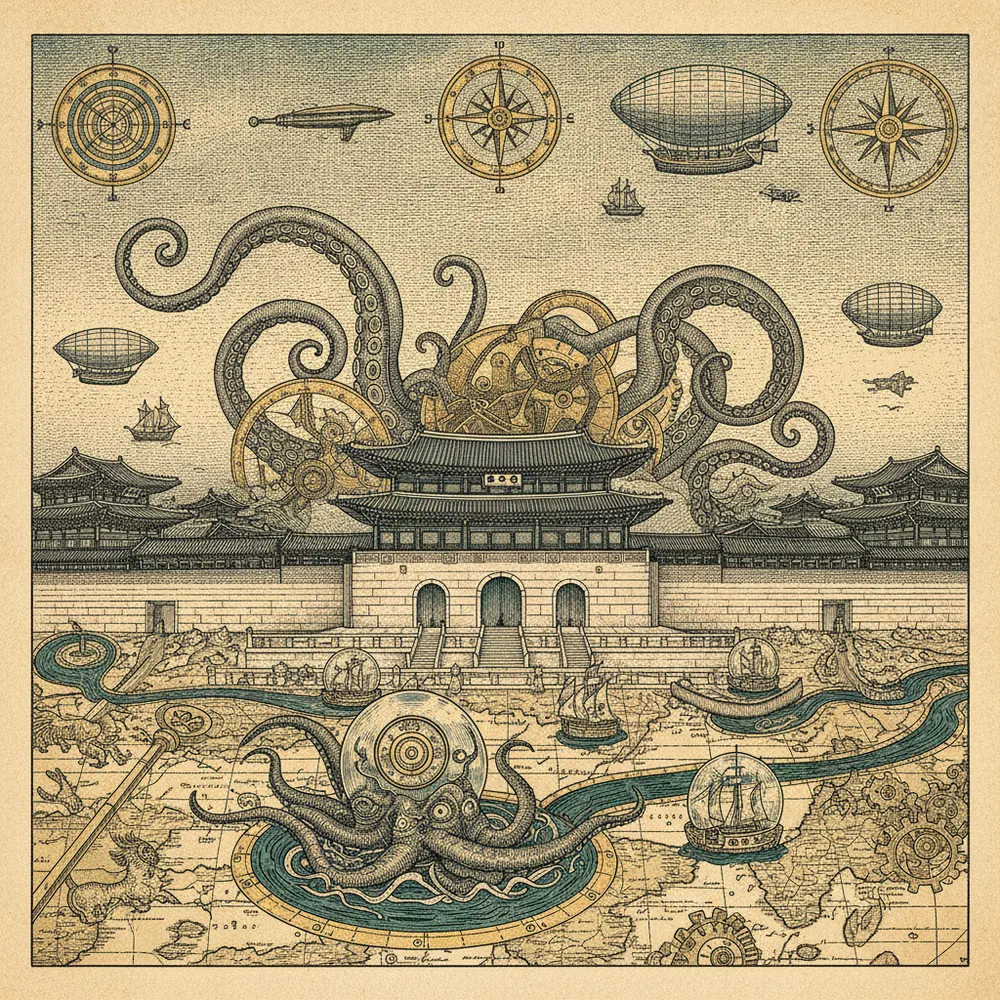 Detailed engraving of Gyeongbokgung