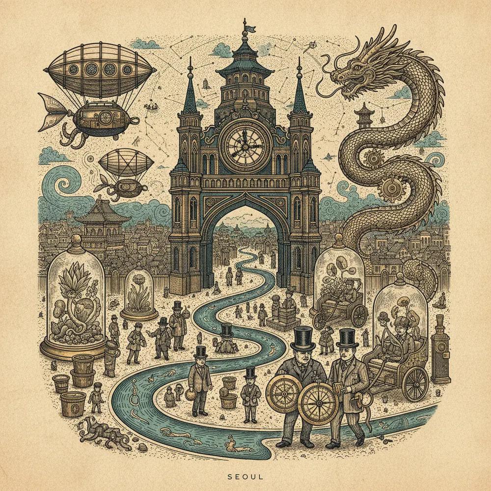 Detailed engraving of Hongdae