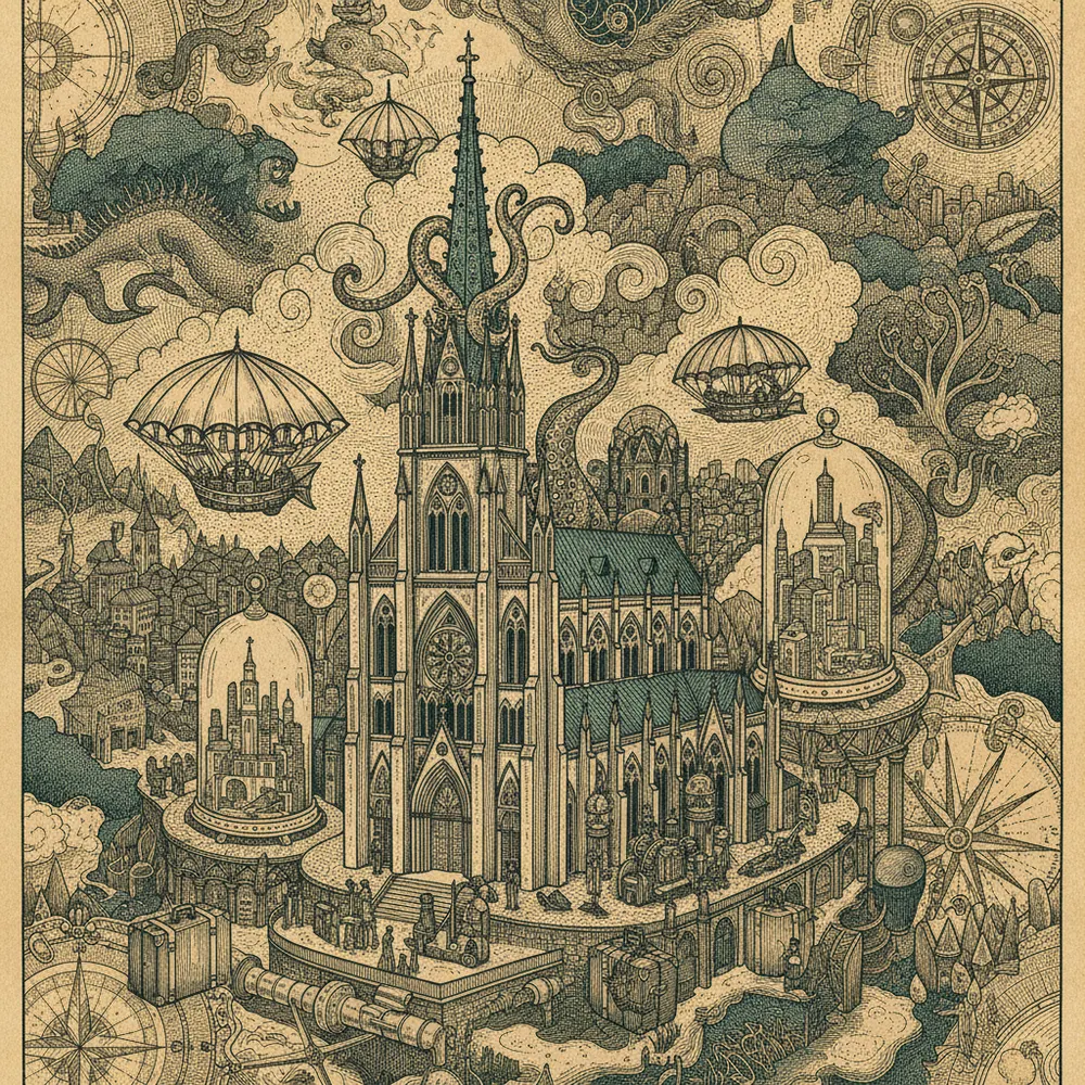 Detailed engraving of Myeongdong