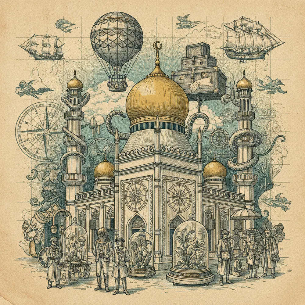 Detailed engraving of Kampong Glam