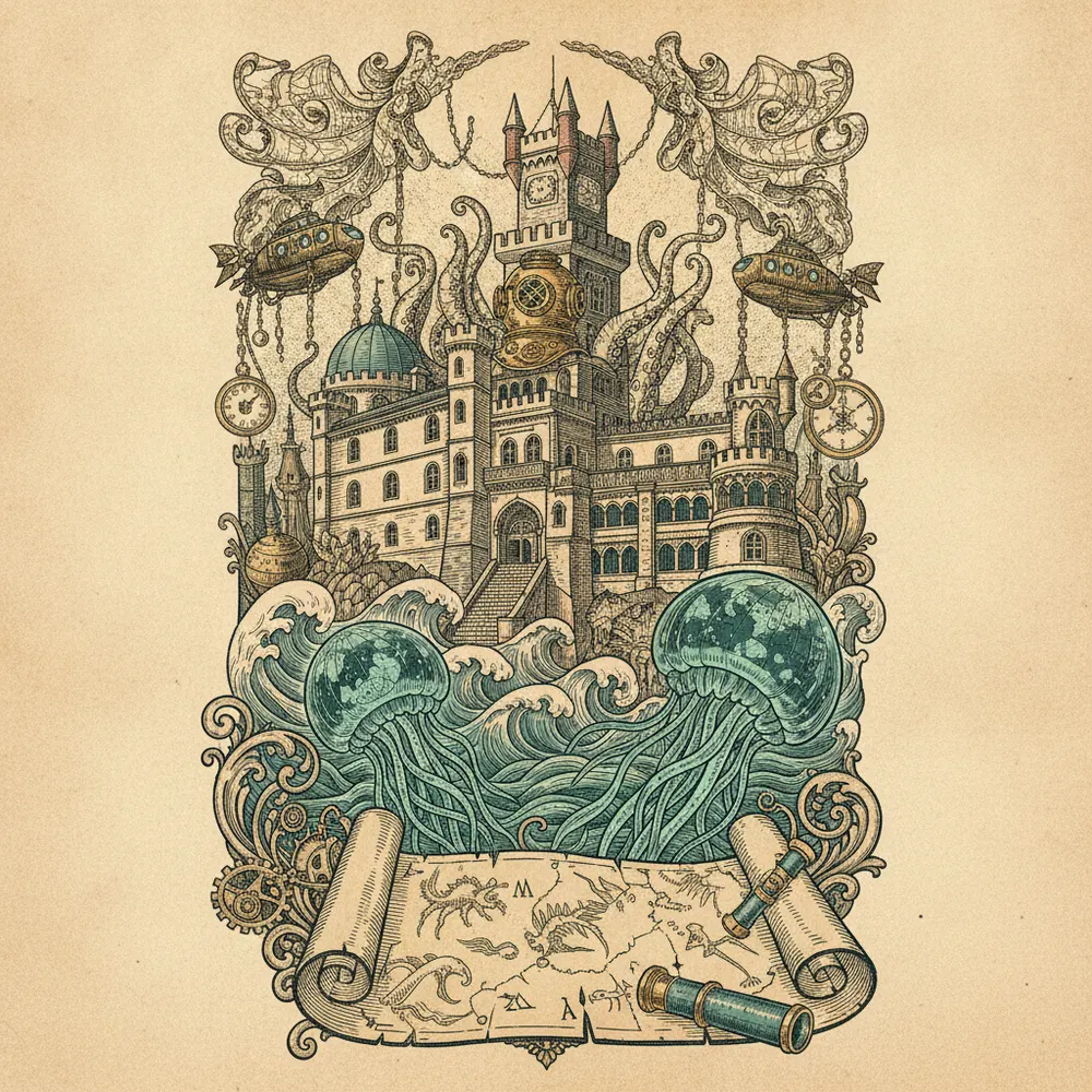 Detailed engraving of Cascais Line